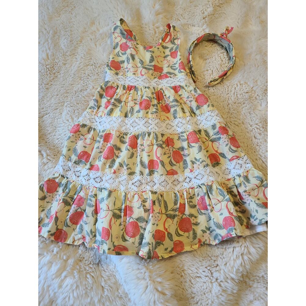 Shabby chic Apple Crochet Tiered dress size 5